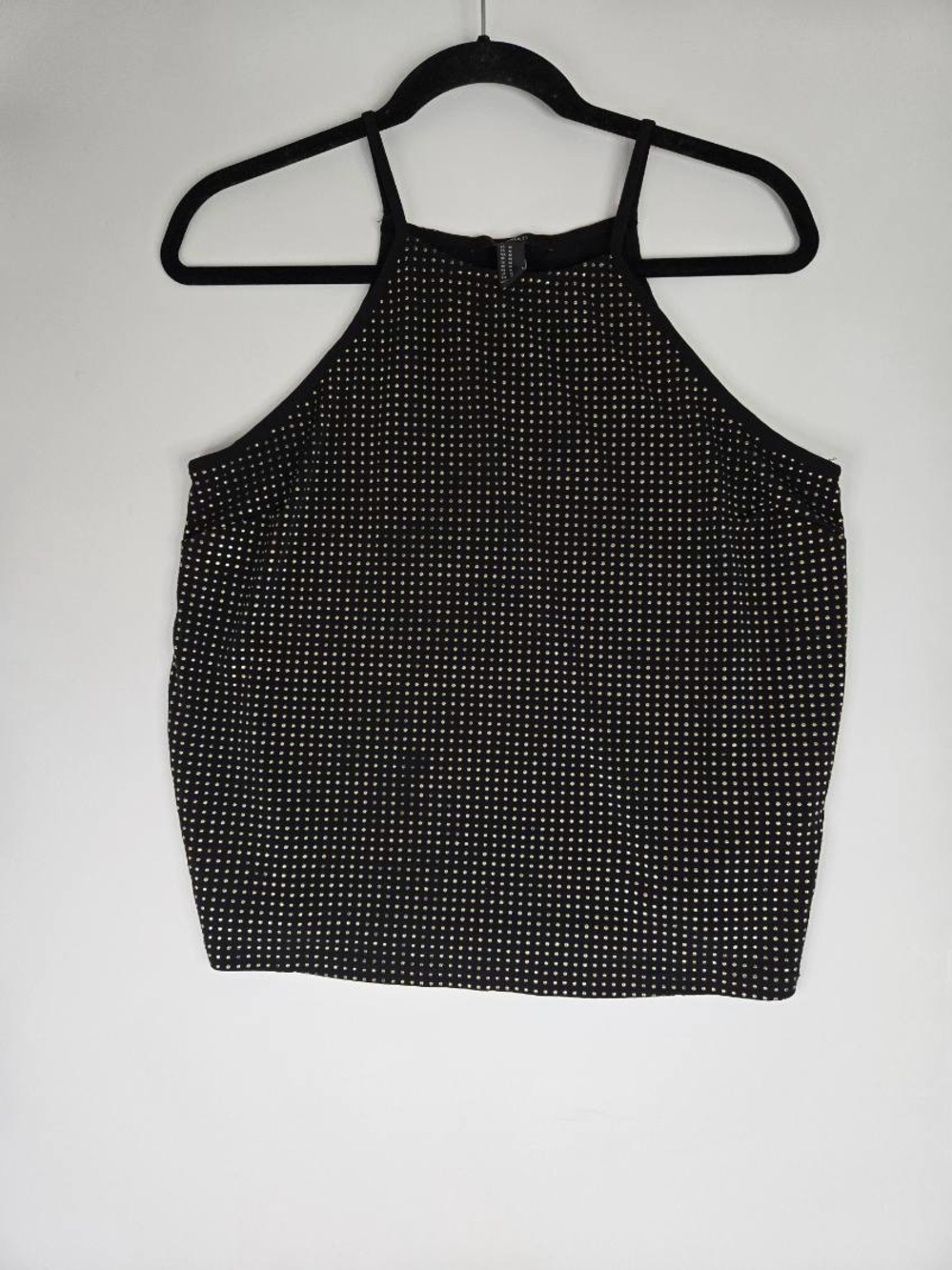 Forever 21 Black Halter Tank Top with Silver Stud Details